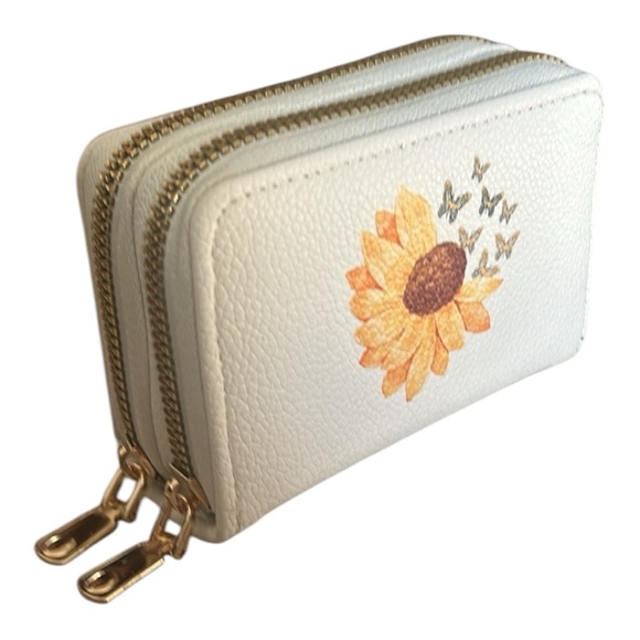 Sunflower and Butterfly Decorative Nylons Tote Bag and Double Zip Wallet Set New - Picture 7 of 16